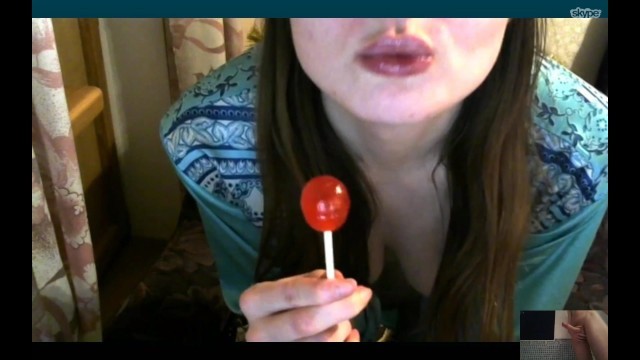 We have a Good Time on Skype the very Young Russian Girl Sucks Chupa Chups