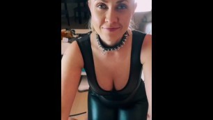 MILF Sucks and Swallow in POV in Catsuit