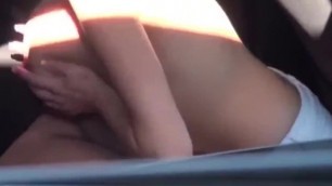 Big Tits Blonde Fuck and Suck her Boyfriend’s Dick in the Car