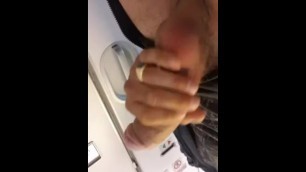 Jerking my Cock and Cumming in Airplane