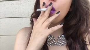 SFW Goddess D Close up Smoking Video - White Filter 100 - Goth - Public